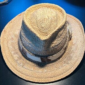 Men's signed Charlie Tweddle Tan Straw Fedora Hat